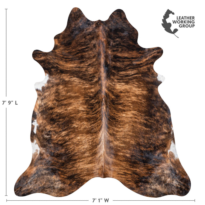 Brazilian Brindle Cowhide Rug Size 7'9" L x 7'1" W 7040