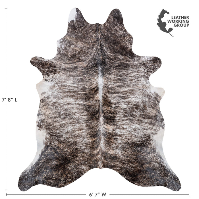 Brazilian Light Grey Brindle Cowhide Rug Size 7'8" L x 6'7" W 7052