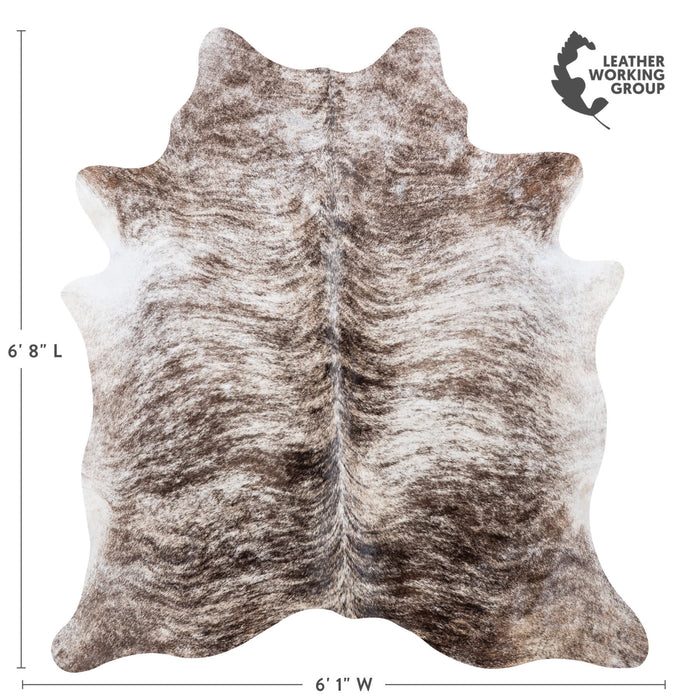 Brazilian Light Grey Brindle Cowhide Rug Size 6'8" L x 6'1" W 7064