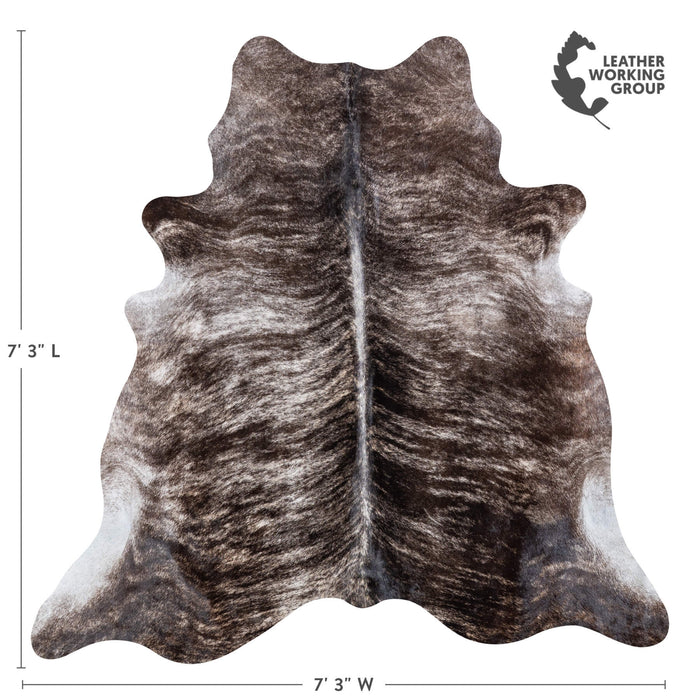 Brazilian Light Grey Brindle Cowhide Rug Size 7'3" L x 7'3" W 7069