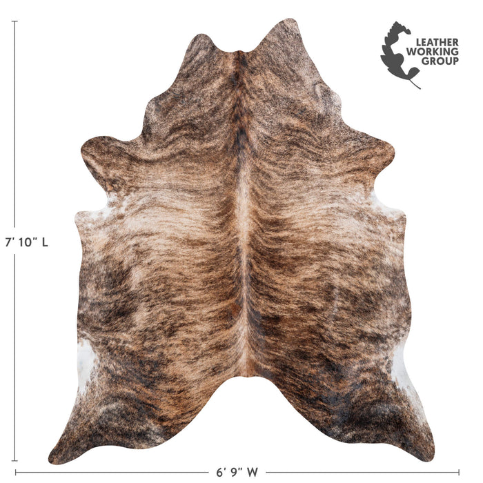 Brazilian Brindle Cowhide Rug Size 7'10" L x 6'9" W 7078