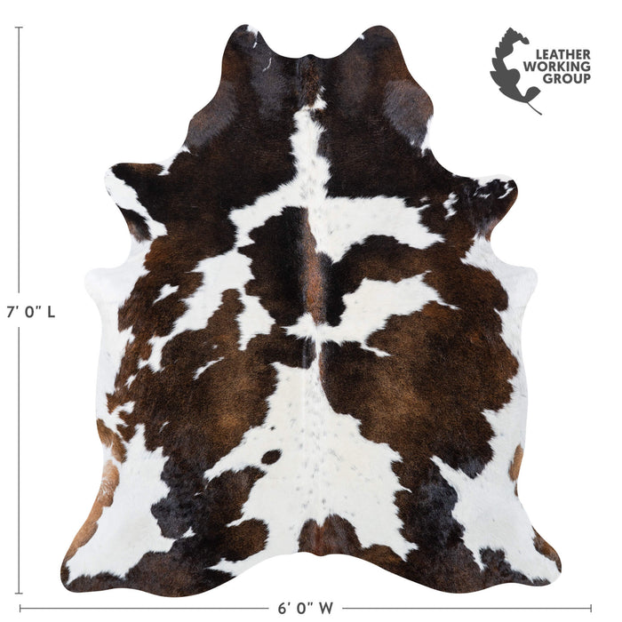 Brazilian Chocolate and White Cowhide Rug Size 7'0" L x 6'0" W 7085