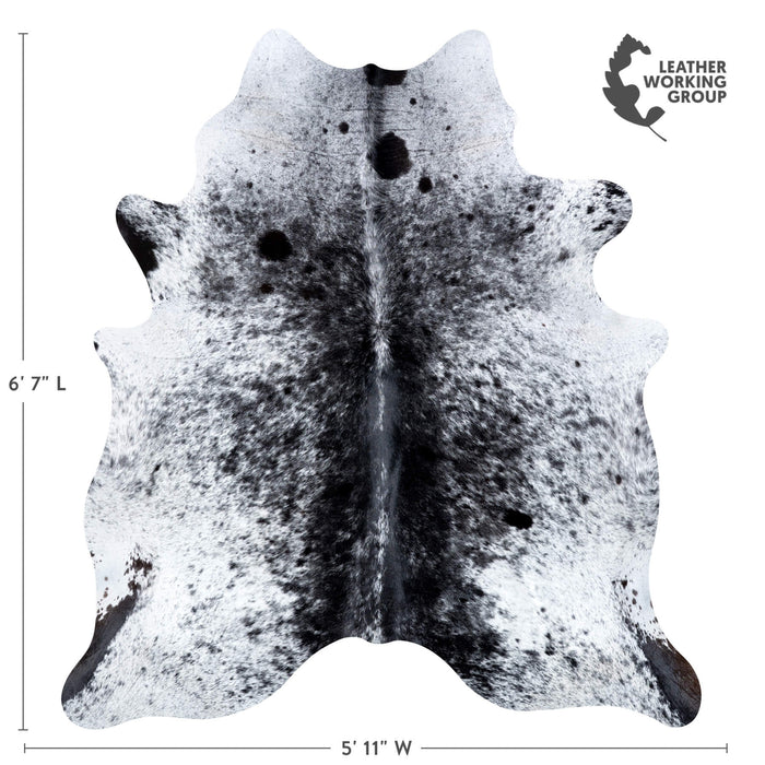 Brazilian Black Salt and Pepper Cowhide Rug Size 6'7" L x 5'11" W 7094