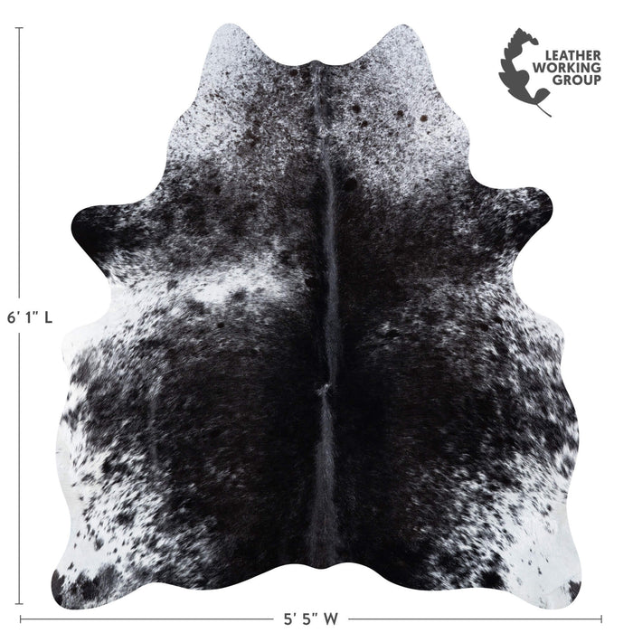 Brazilian Black Salt and Pepper Cowhide Rug Size 6'1" L x 5'5" W 7097