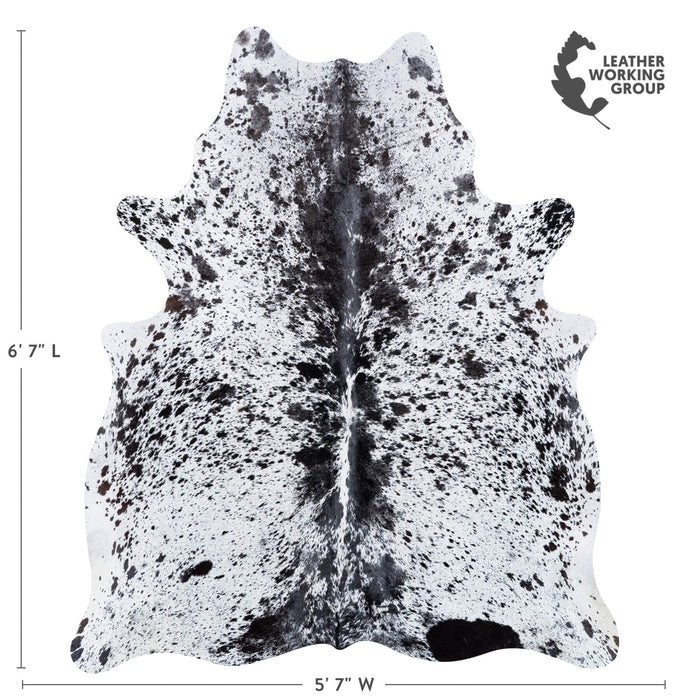 Brazilian Black Salt and Pepper Cowhide Rug Size 6'7" L x 5'7" W 7099