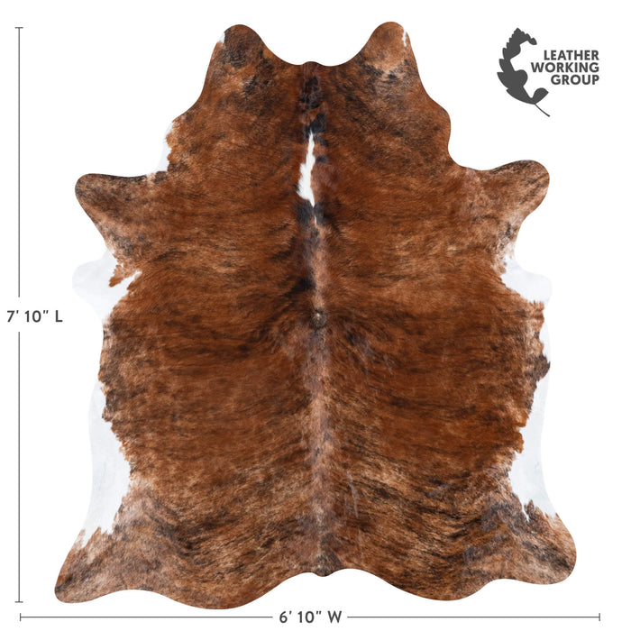 Brazilian Brindle White Belly Cowhide Rug Size 7'10" L x 6'10" W 7100