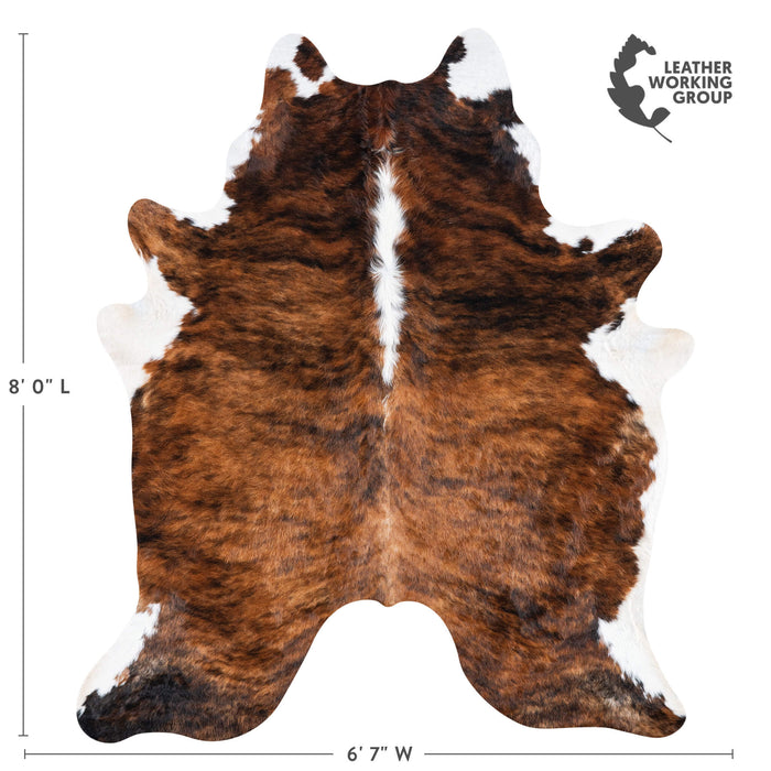 Brazilian Brindle White Belly and Backbone Cowhide Rug Size 8'0" L x 6'7" W 7103