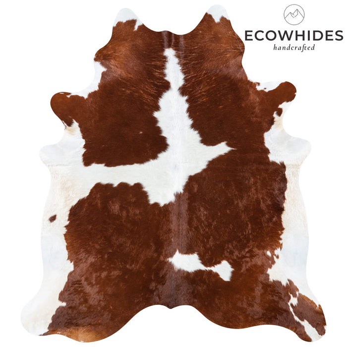 Brazilian Brown and White Cowhide Rug Size 7'5" L x 6'6" W 7121