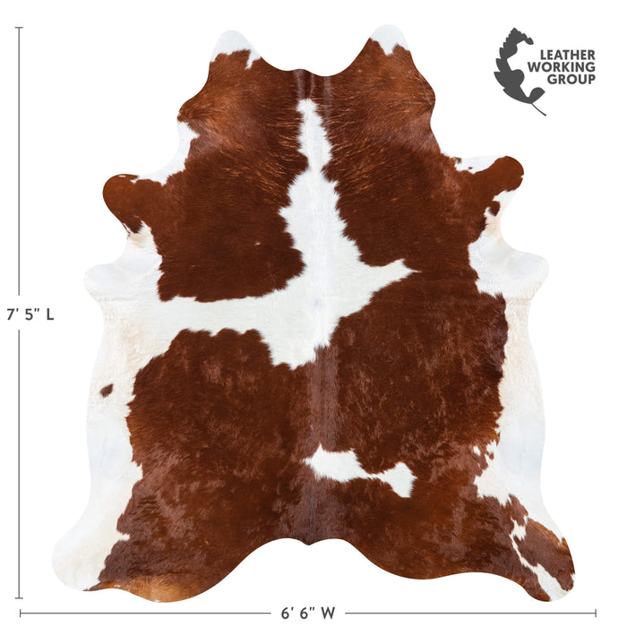 Brazilian Brown and White Cowhide Rug Size 7'5" L x 6'6" W 7121