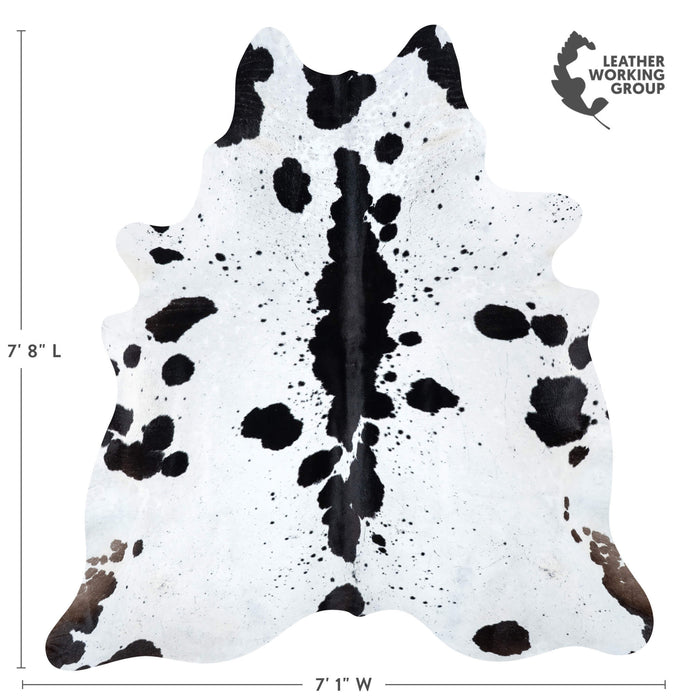 Brazilian Black Salt and Pepper Cowhide Rug Size 7'8" L x 7'1" W 7147