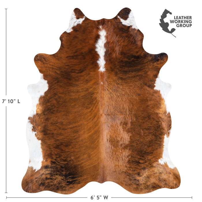 Brazilian Brindle White Belly and Backbone Cowhide Rug Size 7'10" L x 6'5" W 7181