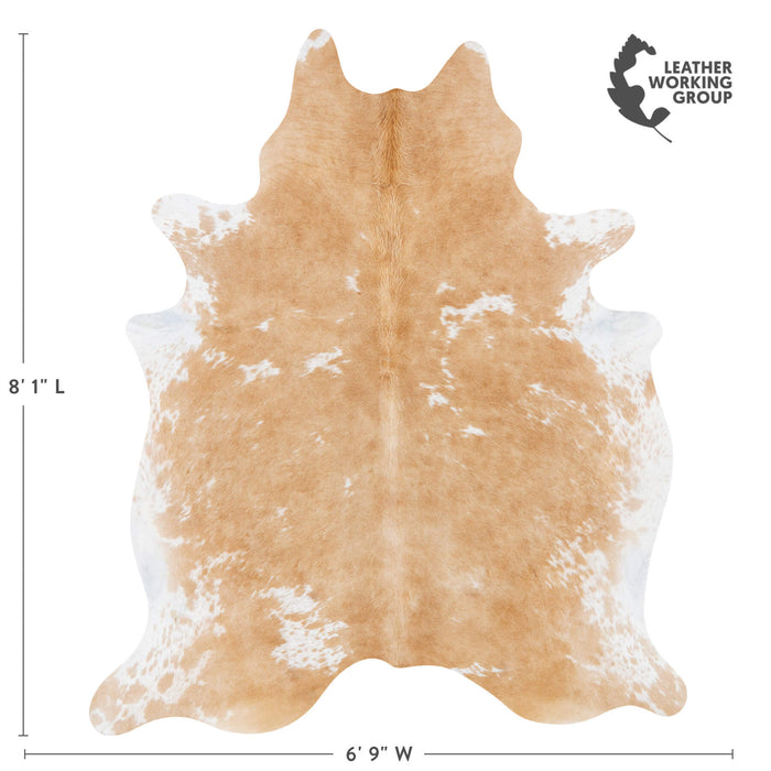 Brazilian Palomino and White Cowhide Rug Size 8'1" L x 6'9" W 7223