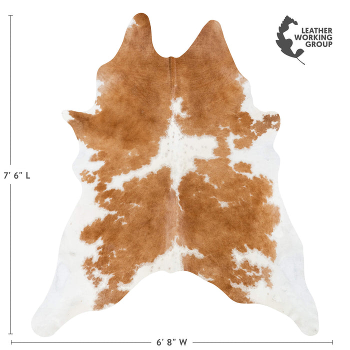 Brazilian Brown and White Cowhide Rug Size 7'6" L x 6'8" W 7226
