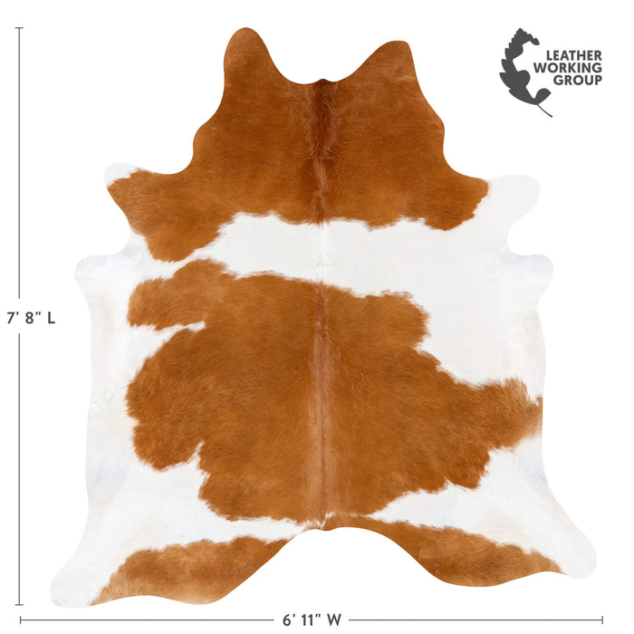 Brazilian Brown and White Cowhide Rug Size 7'8" L x 6'11" W 7236