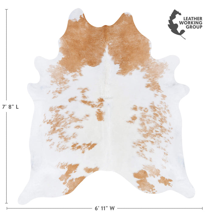 Brazilian Palomino and White Cowhide Rug Size 7'8" L x 6'11" W 7237