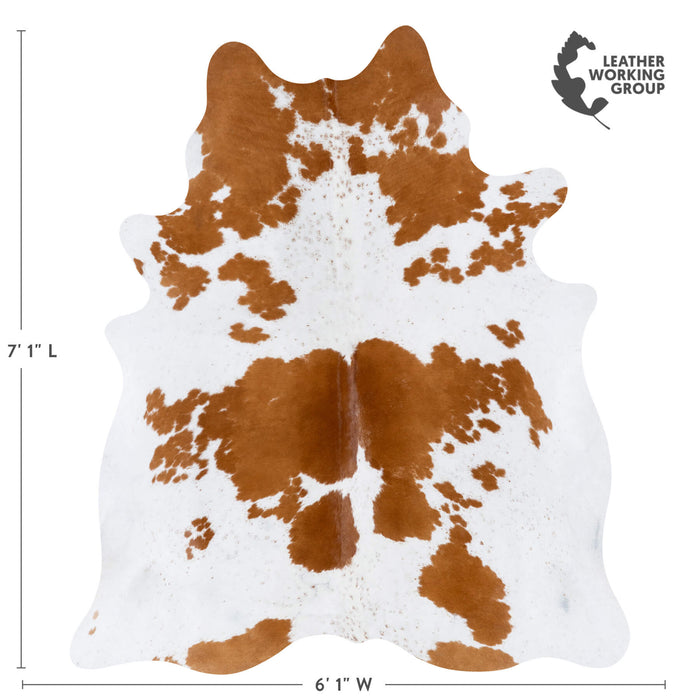 Brazilian Brown and White Cowhide Rug Size 7'1" L x 6'1" W 7243