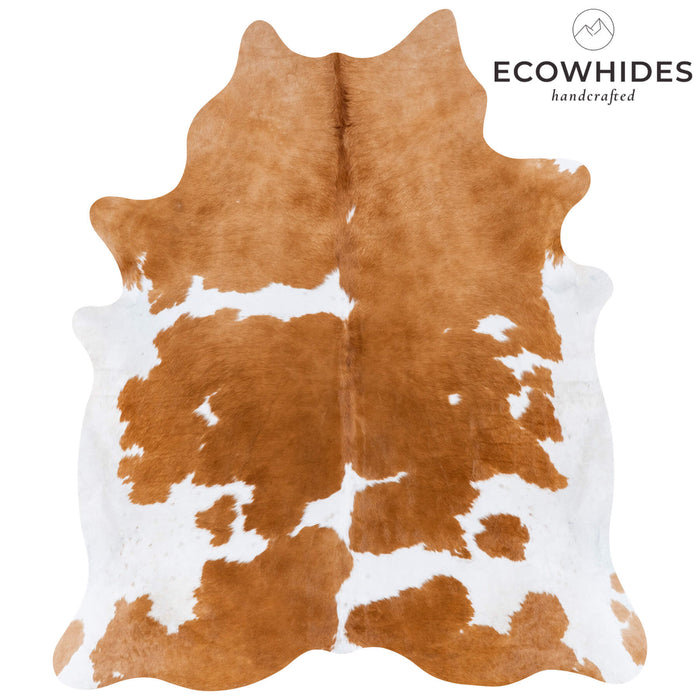 Brazilian Brown and White Cowhide Rug Size 7'3" L x 6'2" W 7244