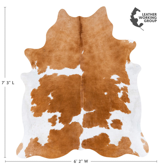 Brazilian Brown and White Cowhide Rug Size 7'3" L x 6'2" W 7244