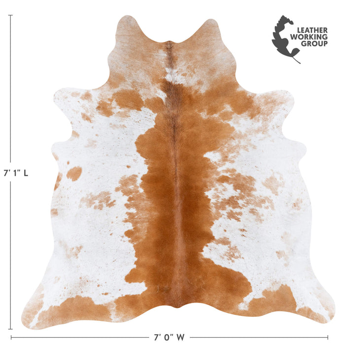 Brazilian Palomino and White Cowhide Rug Size 7'1" L x 7'0" W 7249