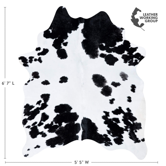 Brazilian Black and White Cowhide Rug Size 6'7" L x 5'5" W 7258