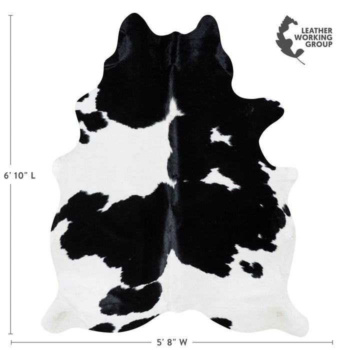 Brazilian Black and White Cowhide Rug Size 6'10" L x 5'8" W 7259