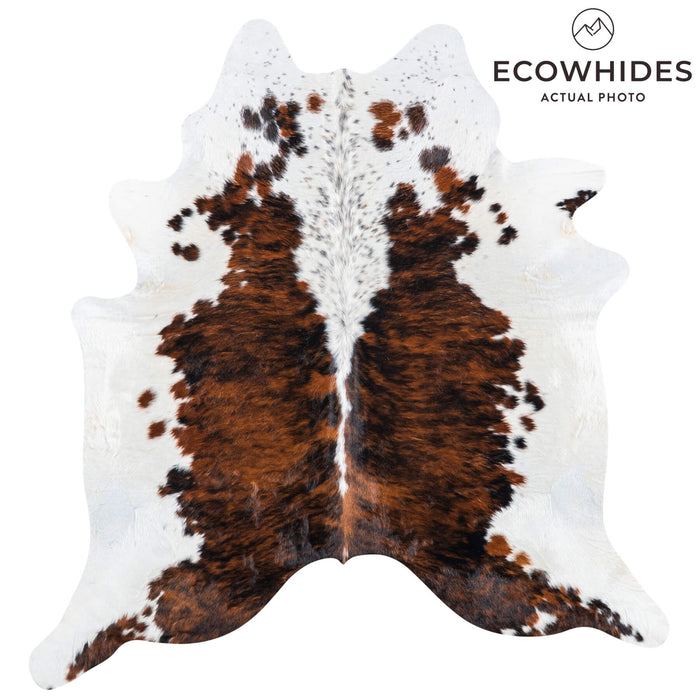 Brazilian Brindle White Belly and Backbone Cowhide Rug Size 7'5" L x 6'11" W 7415