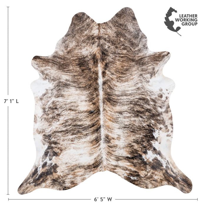 Brazilian Light Grey Brindle Cowhide Rug Size 7'1" L x 6'5" W 7435