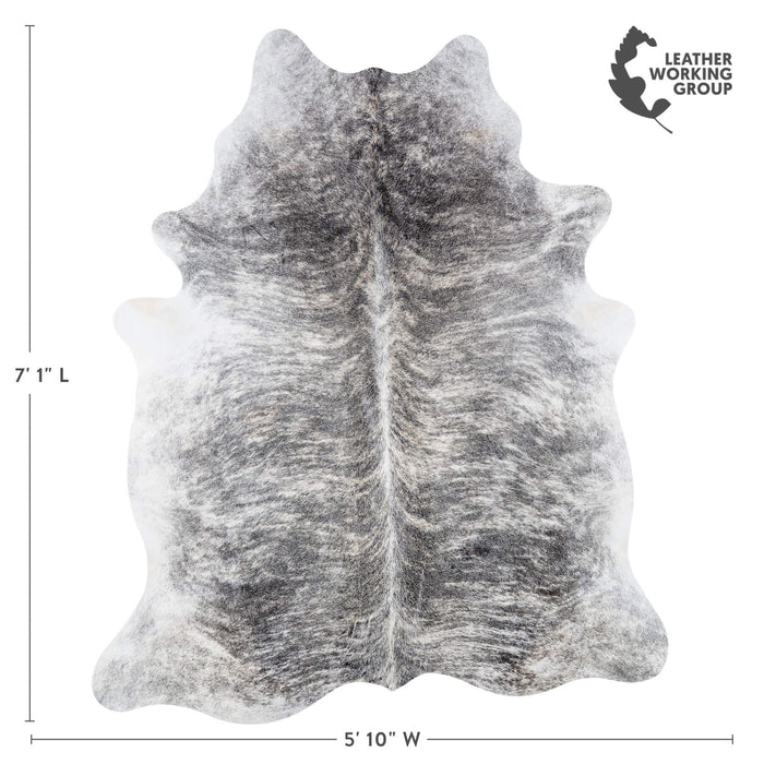 Brazilian Light Grey Brindle Cowhide Rug Size 7'1" L x 5'10" W 7438