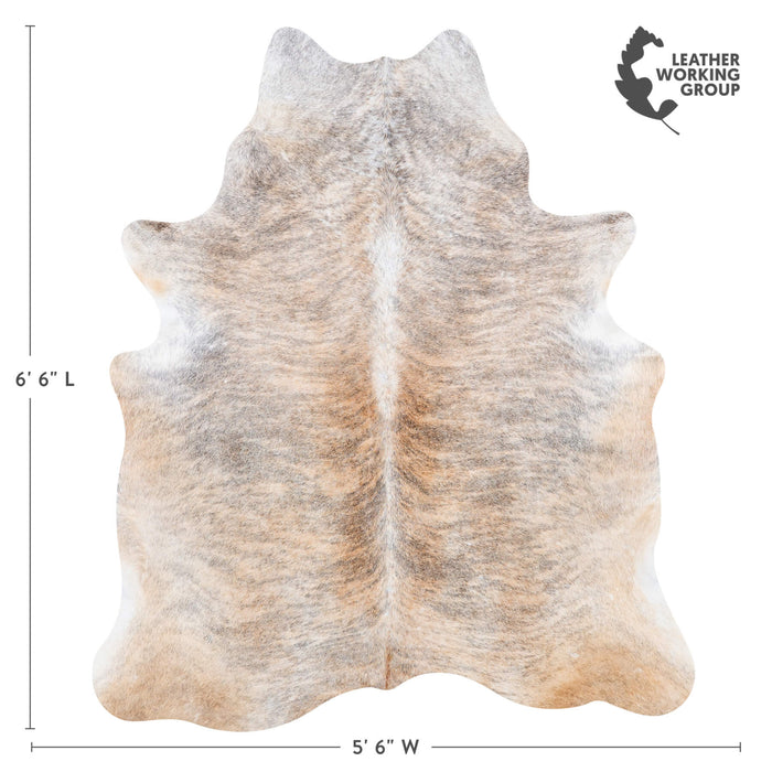 Brazilian Light Grey Brindle Cowhide Rug Size 6'6" L x 5'6" W 7439