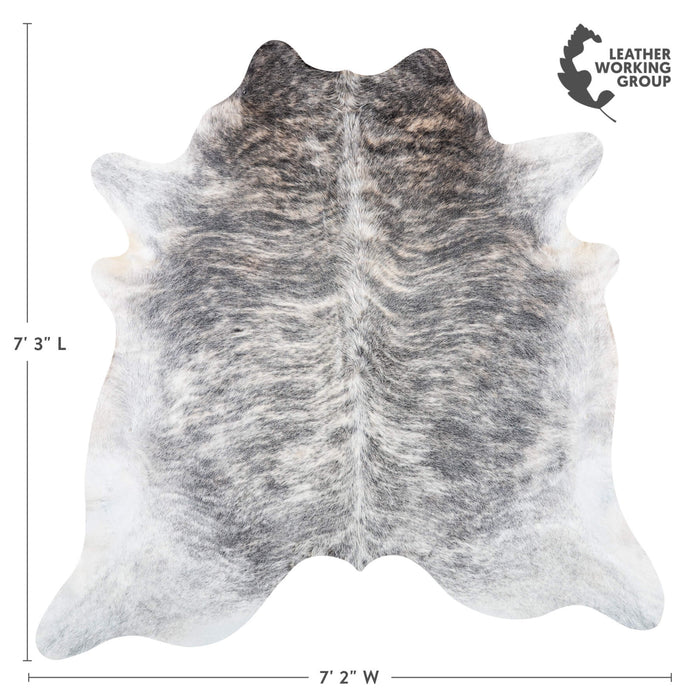 Brazilian Light Grey Brindle Cowhide Rug Size 7'3" L x 7'2" W 7440
