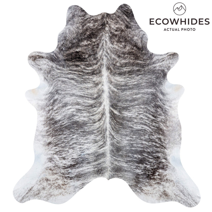 Brazilian Light Grey Brindle Cowhide Rug Size 7'4" L x 6'8" W 7443