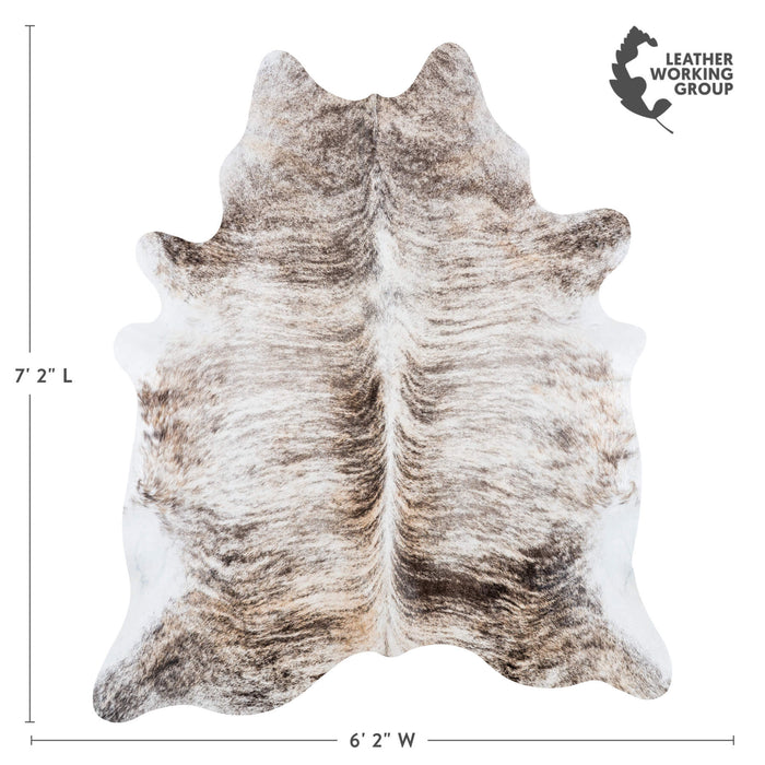 Brazilian Light Grey Brindle Cowhide Rug Size 7'2" L x 6'2" W 7445