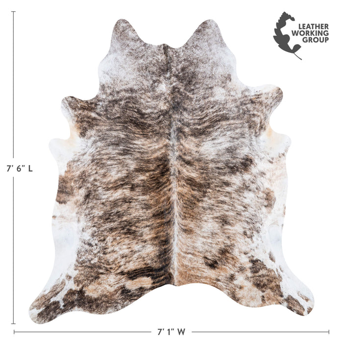 Brazilian Light Grey Brindle Cowhide Rug Size 7'6" L x 7'1" W 7446