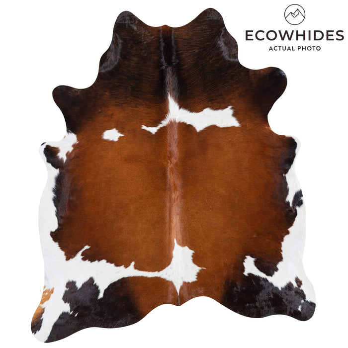 Brazilian Chocolate and White Cowhide Rug Size 7'2" L x 6'3" W 7468