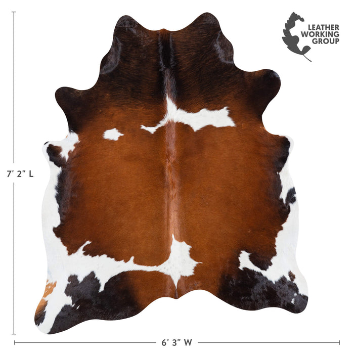 Brazilian Chocolate and White Cowhide Rug Size 7'2" L x 6'3" W 7468