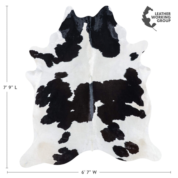 Brazilian Black and White Cowhide Rug Size 7'9" L x 6'7" W 7491