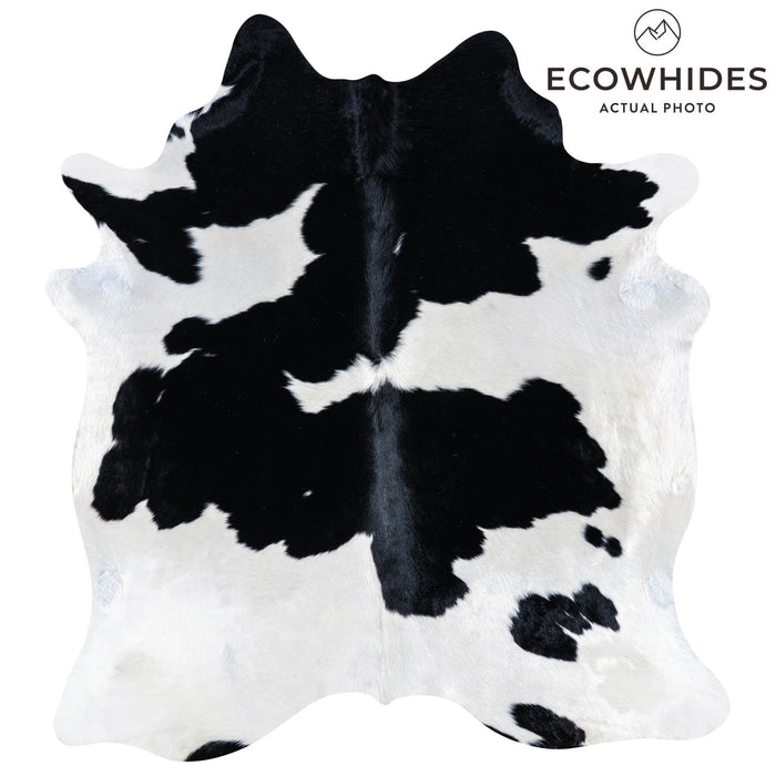 Brazilian Black and White Cowhide Rug Size 6'11" L x 6'3" W 7494