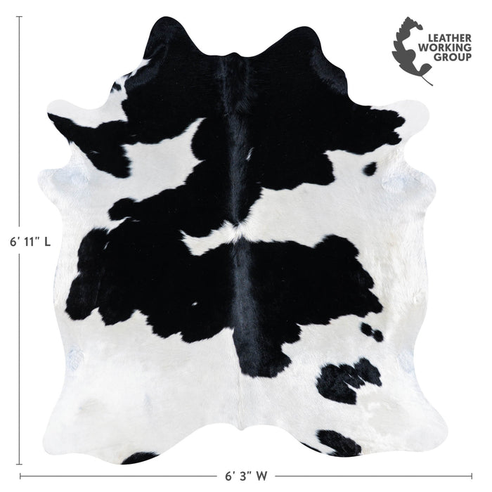 Brazilian Black and White Cowhide Rug Size 6'11" L x 6'3" W 7494