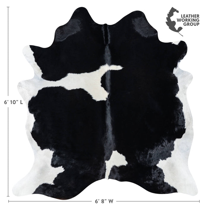 Brazilian Black and White Cowhide Rug Size 6'10" L x 6'8" W 7652