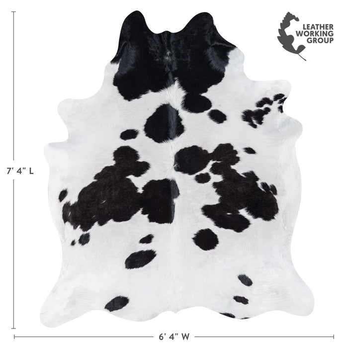 Brazilian Black and White Cowhide Rug Size 7'4" L x 6'4" W 7653