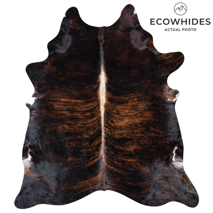 Brazilian Dark Brindle Cowhide Rug Size 7'2" L x 6'4" W 7658