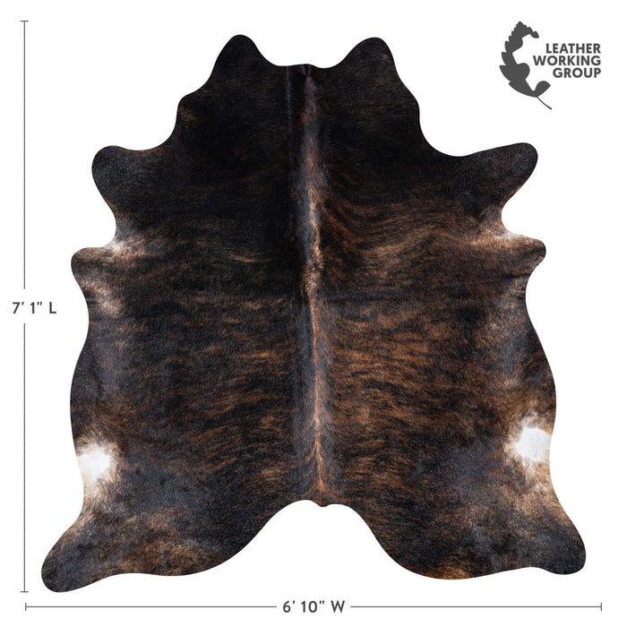 Brazilian Dark Brindle Cowhide Rug Size 7'1" L x 6'10" W 7661