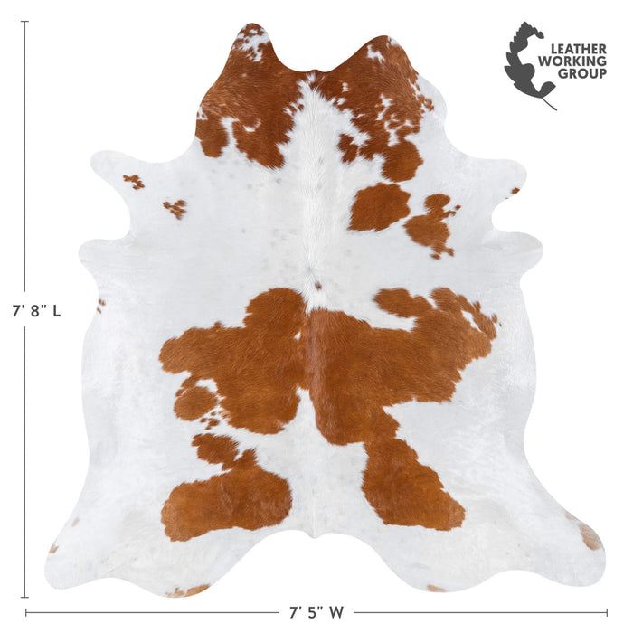Brazilian Brown and White Cowhide Rug Size 7'8" L x 7'5" W 7686
