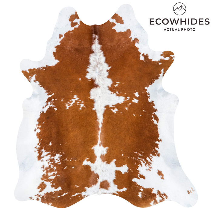 Brazilian Brown and White Cowhide Rug Size 7'6" L x 6'8" W 7692