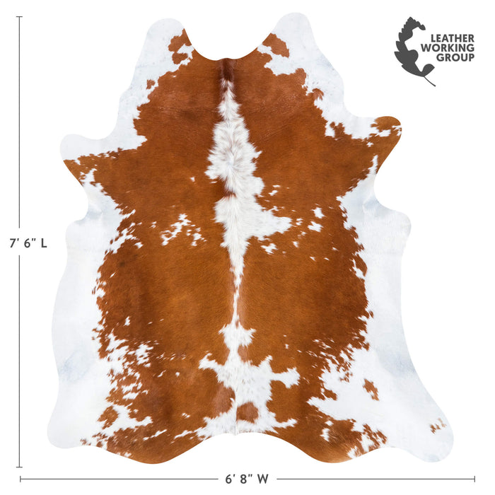 Brazilian Brown and White Cowhide Rug Size 7'6" L x 6'8" W 7692