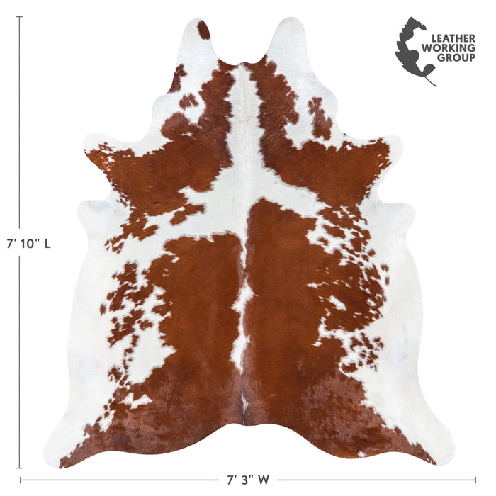 Brazilian Brown and White Cowhide Rug Size 7'10" L x 7'3" W 7698