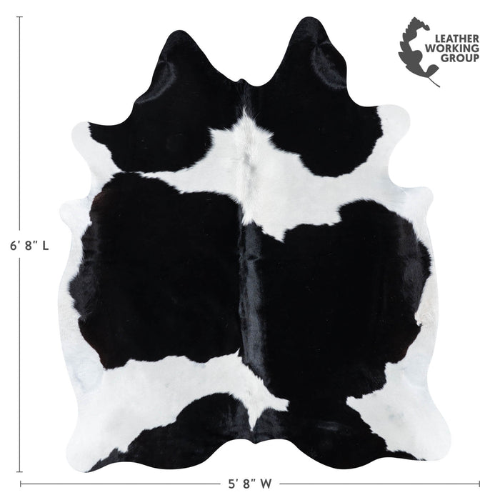 Brazilian Black and White Cowhide Rug Size 6'8" L x 5'8" W 7710