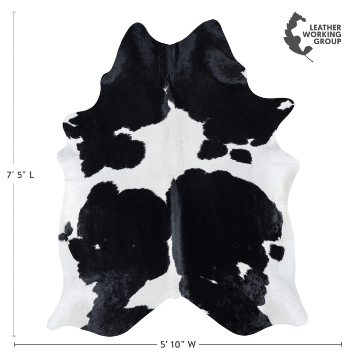 Brazilian Black and White Cowhide Rug Size 7'5" L x 5'10" W 7711