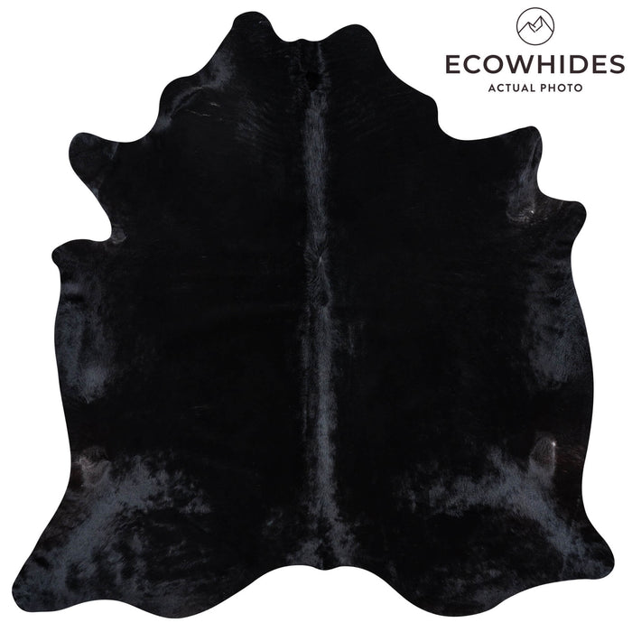 Brazilian Solid Black Cowhide Rug Size 7'4" L x 7'2" W 7722