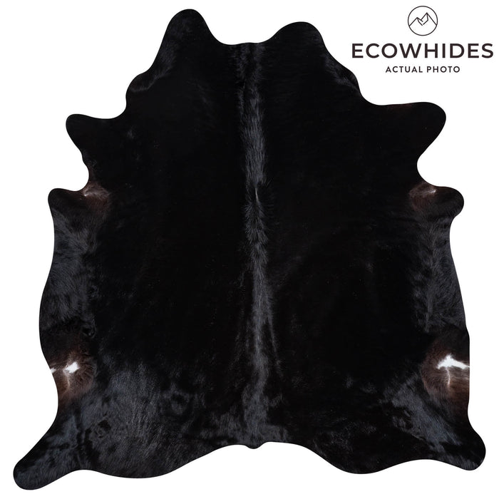 Brazilian Solid Black Cowhide Rug Size 7'3" L x 7'1" W 7726